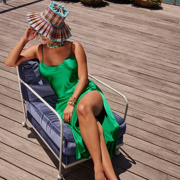 Dannijo EMERALD MOSSY MAXI SLIP DRESS Size L - Picture 4 of 7